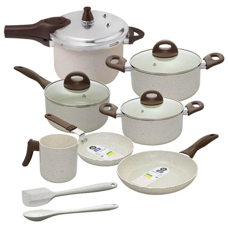 Jogo de Panelas Antiaderente Ceramic Life Smart Plus Vanilla 9 Peças - Brinox