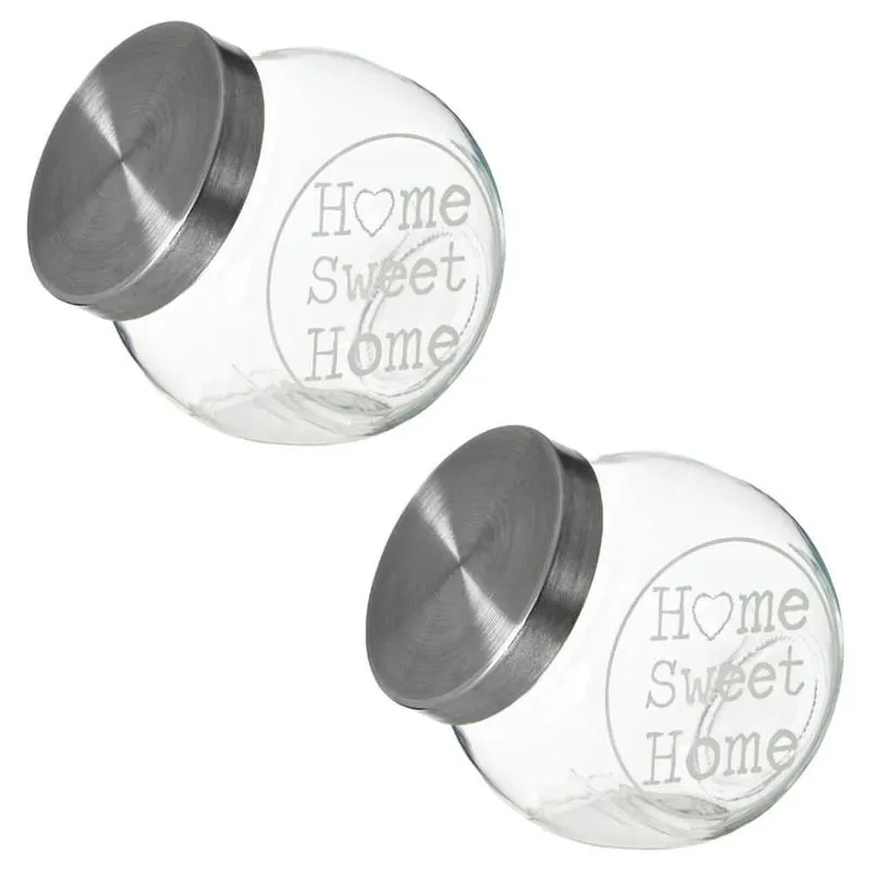 Potes Baleiros Vidro Tampa Home Sweet Home 700ml 2 Peças