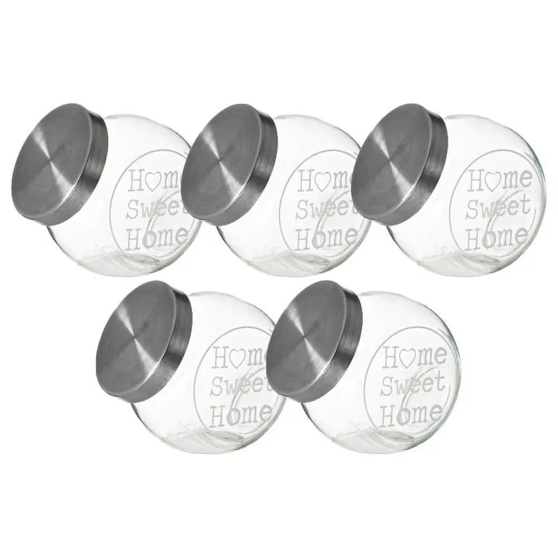 Potes Baleiros Vidro Tampa Home Sweet Home 700ml 5 Peças