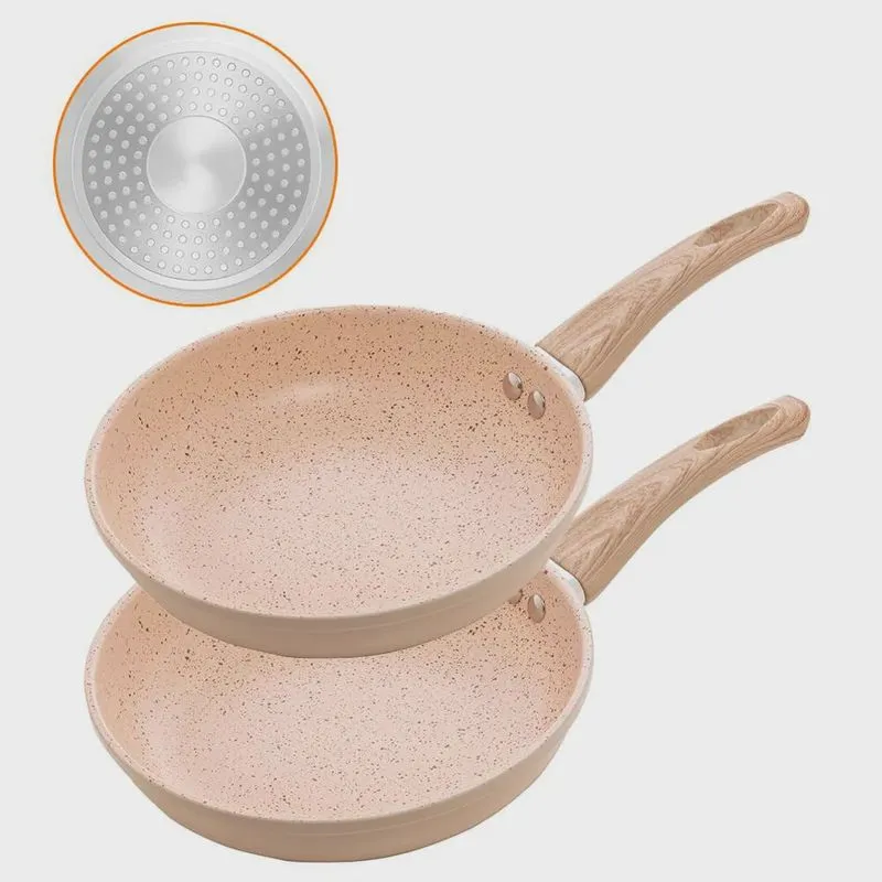 Frigideiras de Indução Revestimento Antiaderente Cerâmica 2 peças 24cm Bege - Lyor 5216/2