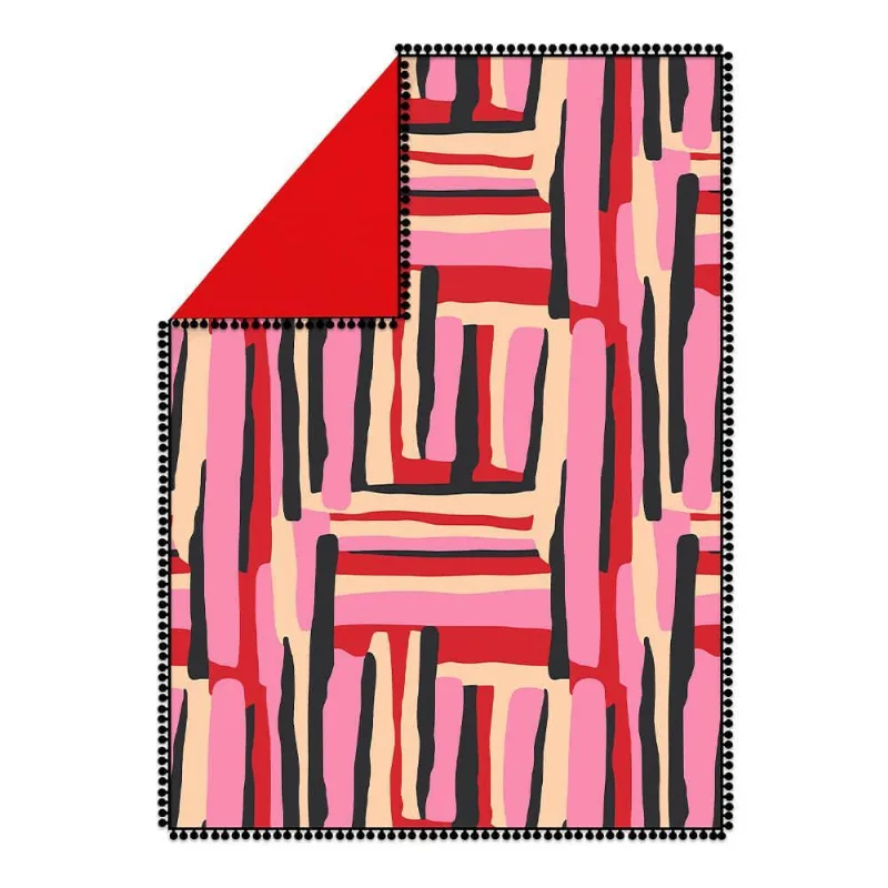 Canga Toalha Para Praia Piscina 140x100cm Listras Vermelho - Camesa