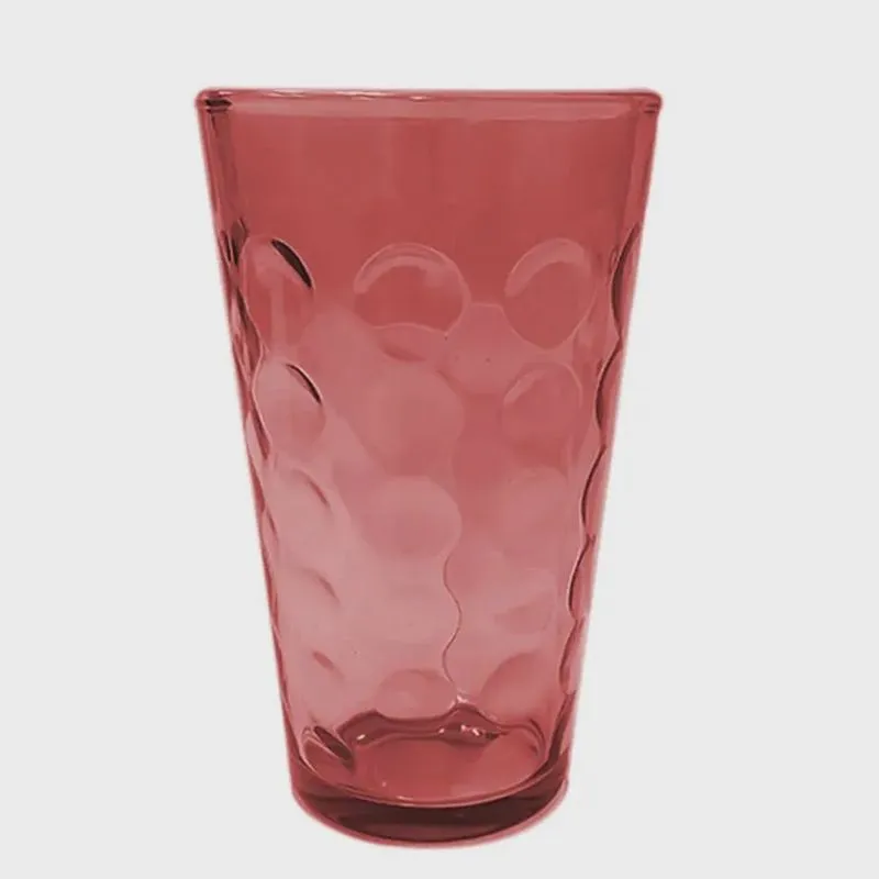 Copo Vidro 475ml Casambiente Alegria Vermelho Relevo
