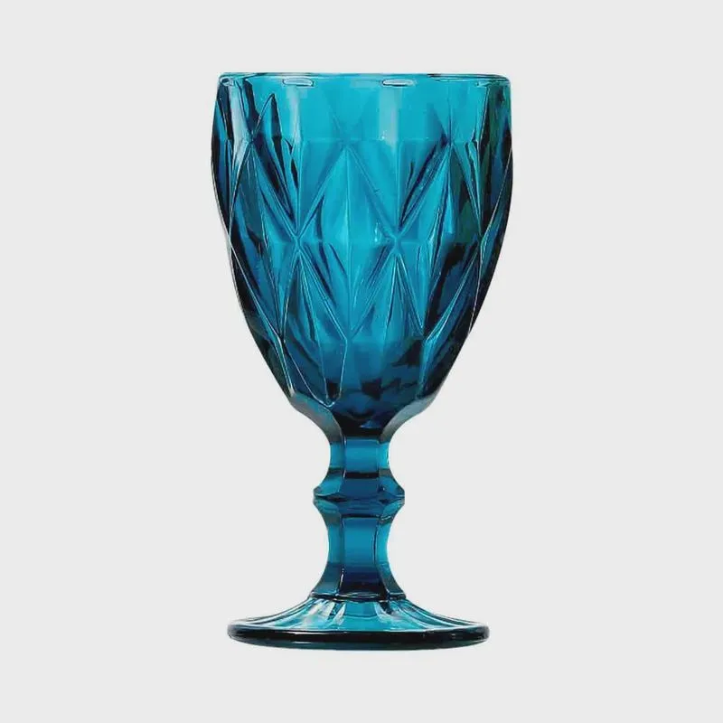 Taça de Vidro Diamond Azul 240ml 1 peça - Casambiente