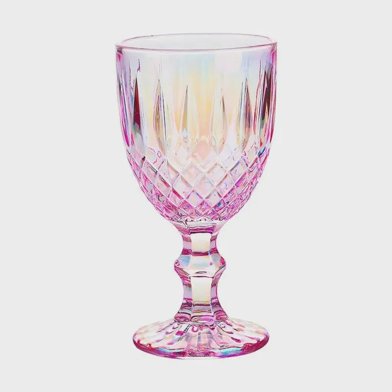 Taça de Vidro Lumini Rosa Furta-cor 350ml 1 peça - Casambiente