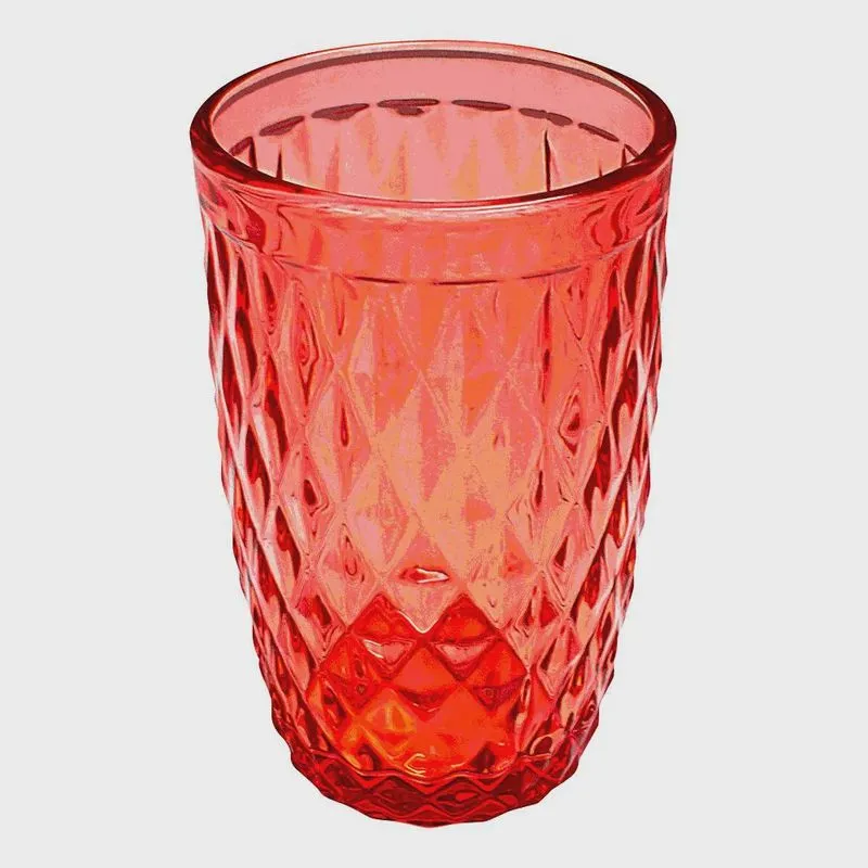 Copo Vidro 360ml Casambiente Bico de Abacaxi Vermelho Resistente