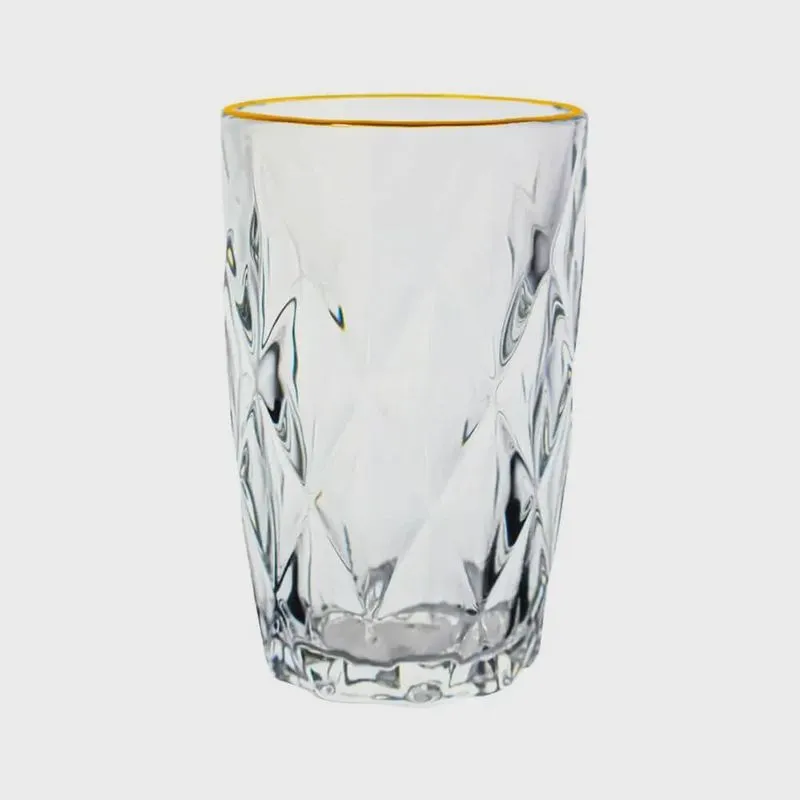 Copo de Vidro Diamond Fio de Ouro Transparente 350ml 1 peça - Lyor