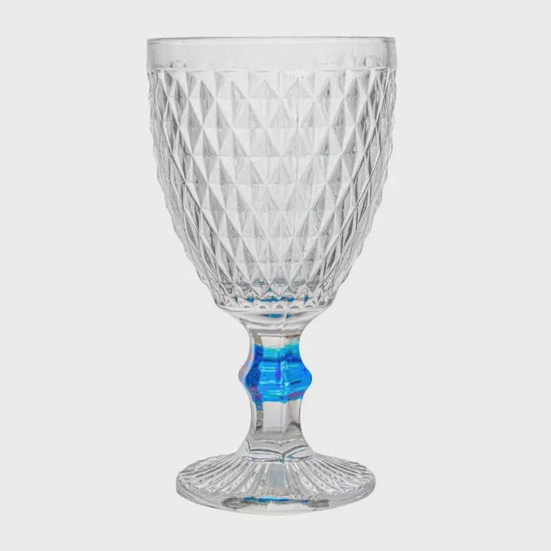 Taça de Vidro Bico de Abacaxi Luxo Azul 300ml 1 peça - Casambiente