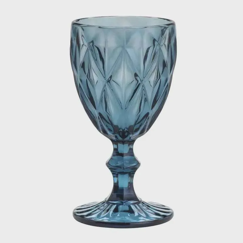 Taça de Vidro Diamond Azul 325ml 1 peça - Lyor