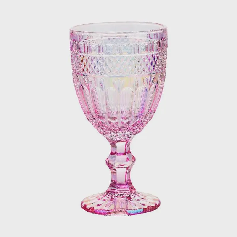 Taça de Vidro Barroco Rosa Furta-Cor 350ml 1 peça - Casambiente