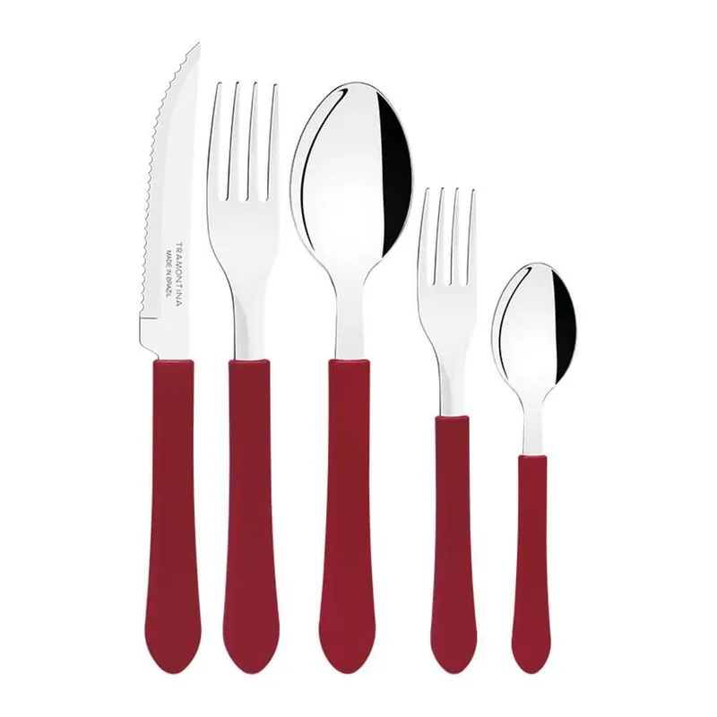 Faqueiro Tramontina Leme Vermelho Inox E Polipropileno 20