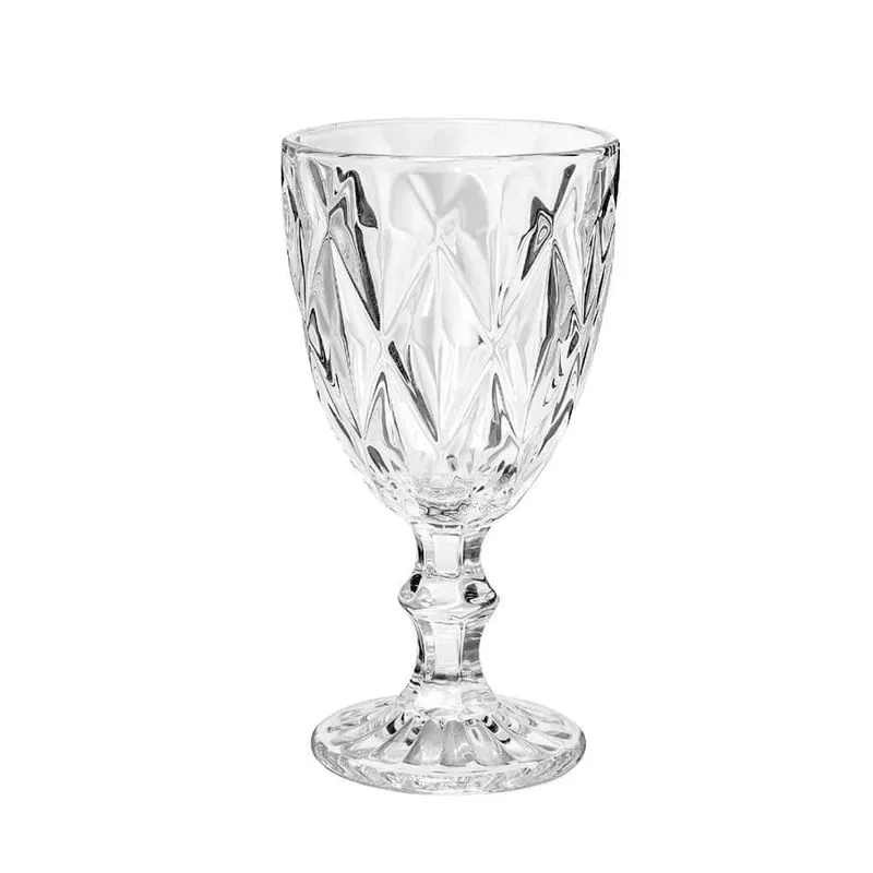 Taça Vidro Transparente Diamond 340ml 1 Peça Lehaví