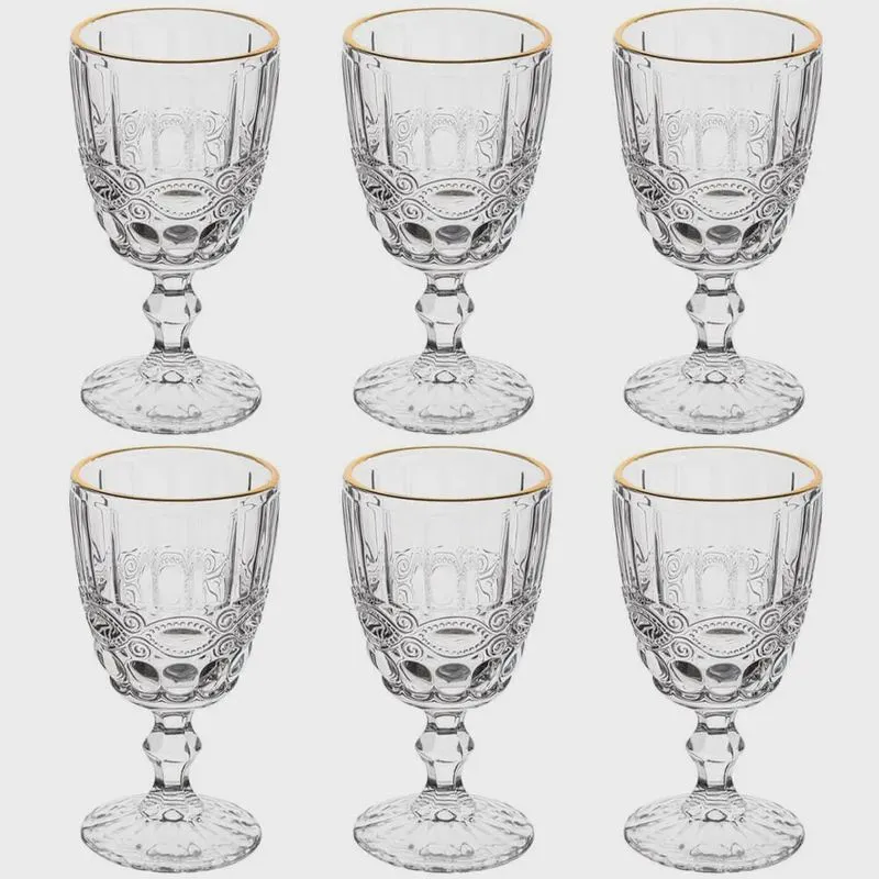 Jogo de Taças de Vidro Transparente Fio de Ouro Libélula 340mL 6 peças - Lyor