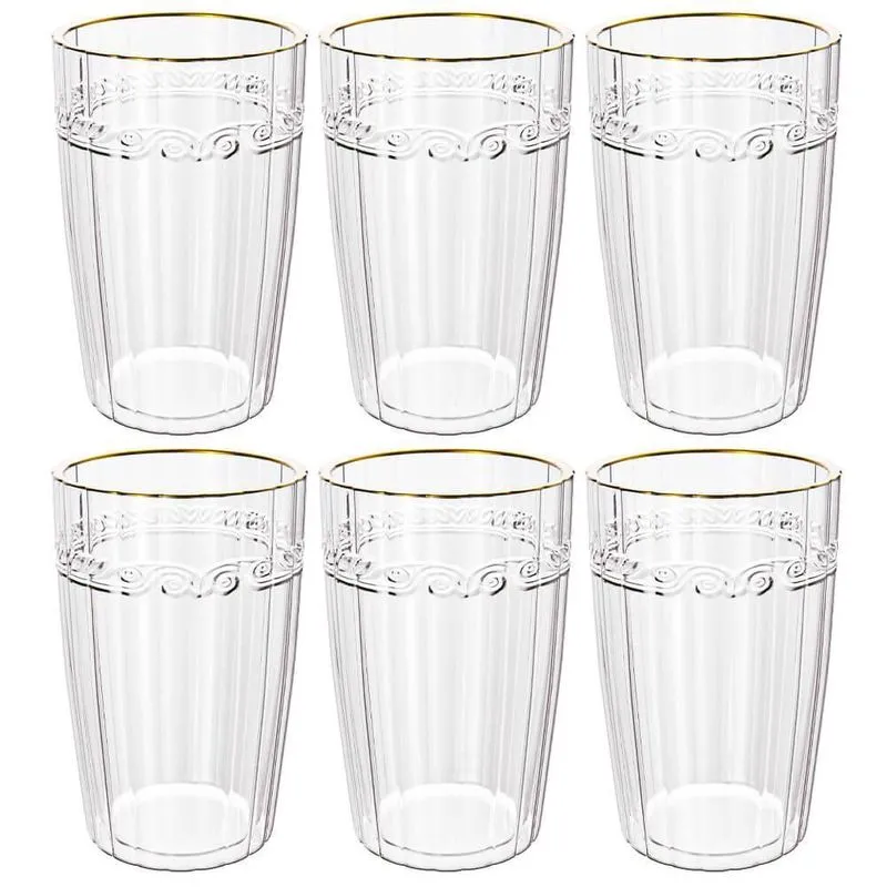 Jogo de Copos de Cristal Transparente Fio de Ouro Imperial 370ml 6 peças - Lyor