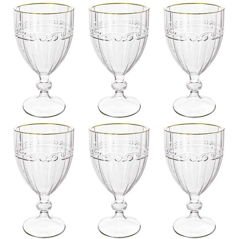 Jogo de Taças de Cristal Transparente Fio de Ouro Imperial 330mL 6 peças - Lyor