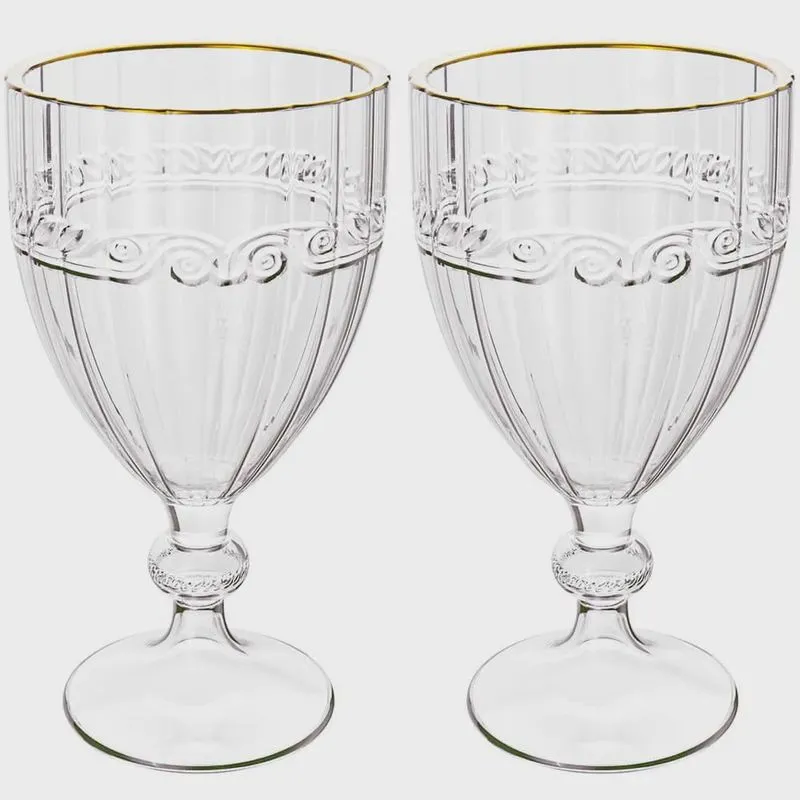 Jogo de Taças de Cristal Transparente Fio de Ouro Imperial 330mL 2 peças - Lyor