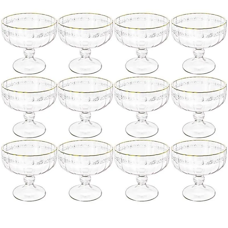 Taça Sobremesa Em Cristal Imperial Fio Ouro 200Ml 12 Peças
