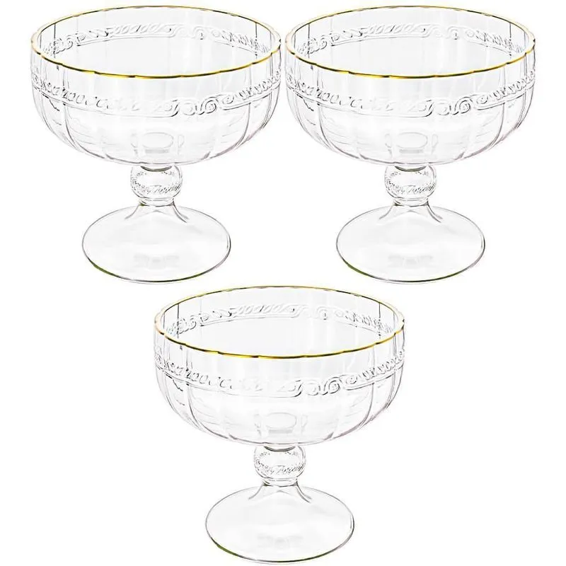 Taça de Sobremesa em Cristal Imperial Fio de Ouro 200mL 3 peças - Lyor