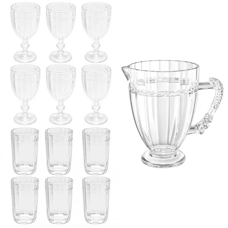 Jogo Taças Copos E Jarra Cristal Imperial 13 Peças Lyor