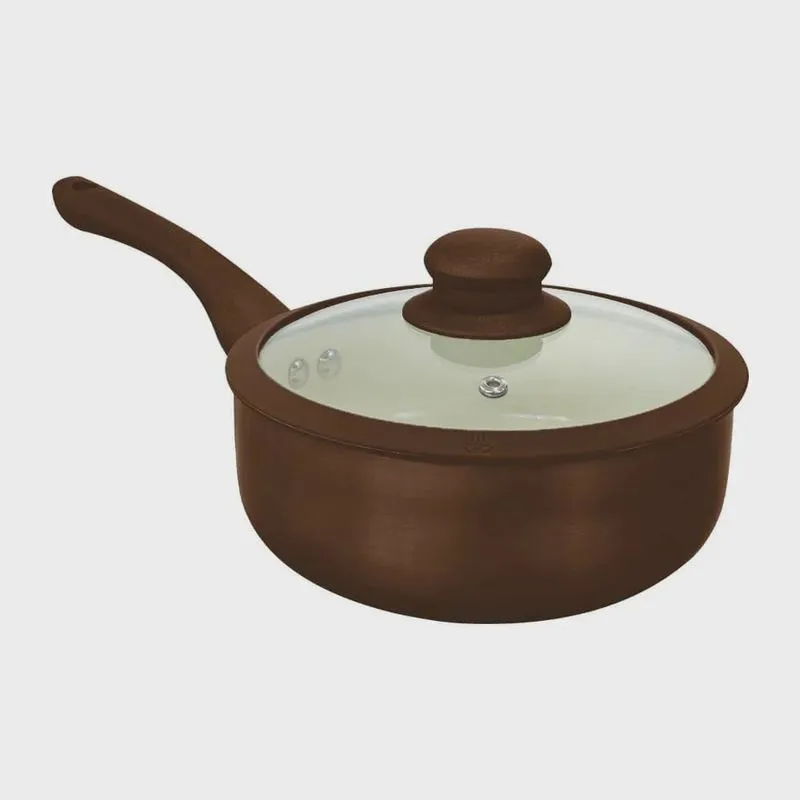 Panela Antiaderente Cerâmica de Indução Marrom Roma Plus 16cm - Casambiente