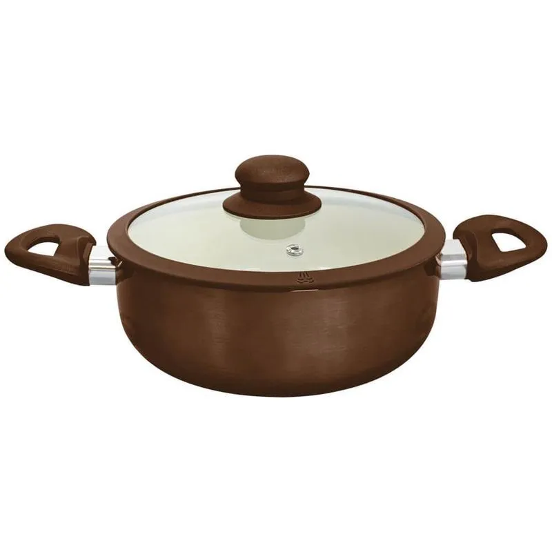 Caçarola Antiaderente Cerâmica de Indução Marrom Roma Plus 20cm - Casambiente