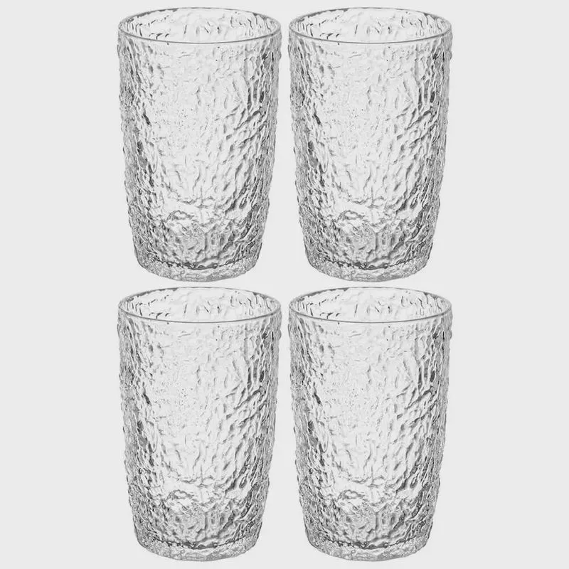 Jogo de Copos de Cristal Transparente Martelado Petra 330ml 4 peças - Lyor