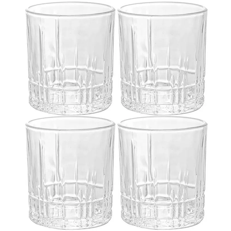 Jogo de Copos de Cristal De Whisky Transparente Calcutá 330ml 4 peças - Lyor