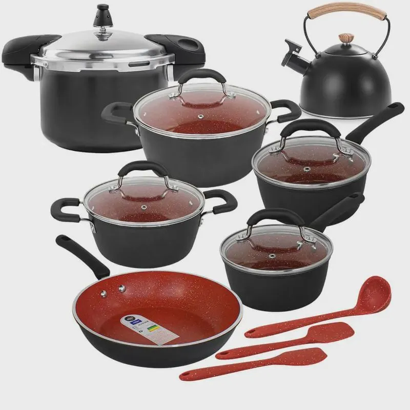 Jogo de Panelas de Indução com Panela de Pressão Ceramic Life e Chaleira Select 10 Peças - Brinox