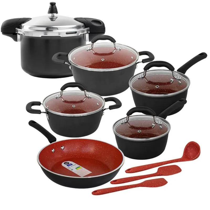Jogo De Panelas De Indução Com Panela De Pressão De 5,4L Ceramic Life Select 9 Peças - Brinox 4798/502 4953/100