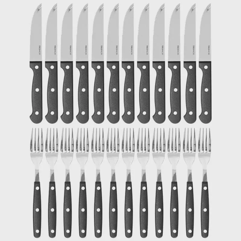 Faqueiro para Churrasco Jumbo Inox 24 peças Preto Brinox