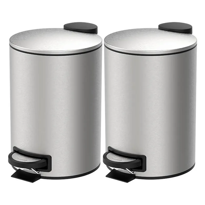 Jogo De Lixeiras Para Banheiro E Cozinha Inox Com Pedal Spin 3l 2 Peças - Brinox 3074/100-2