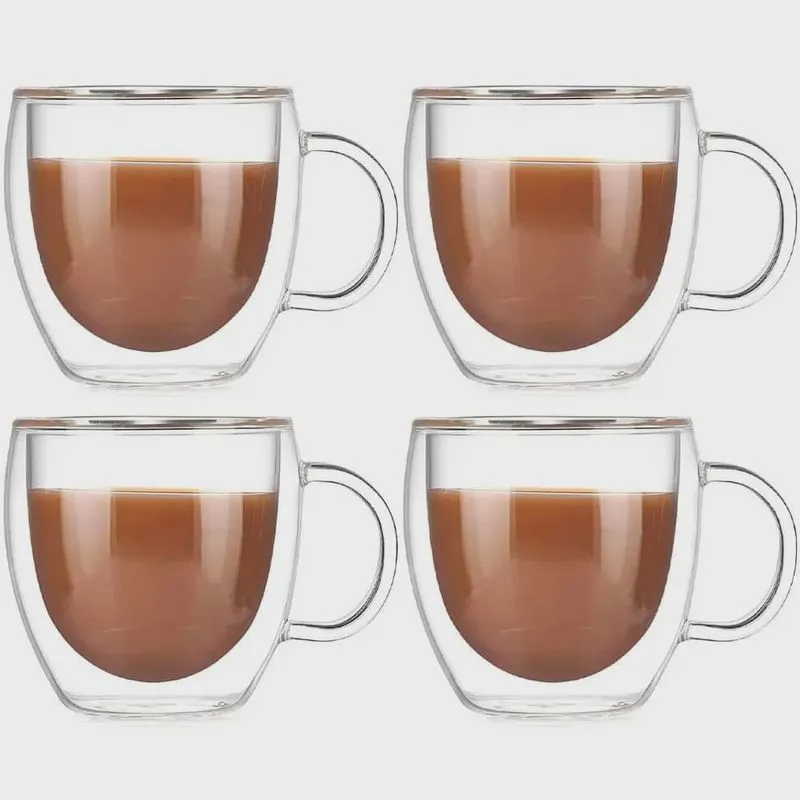 Xícaras Parede Dupla para Café e Chá 80mL 4 peças - Casambiente