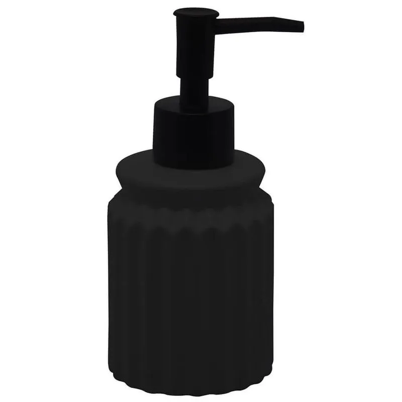 Porta Sabonete Líquido Cerâmica Preto Stripes 1 Peça - Lyor