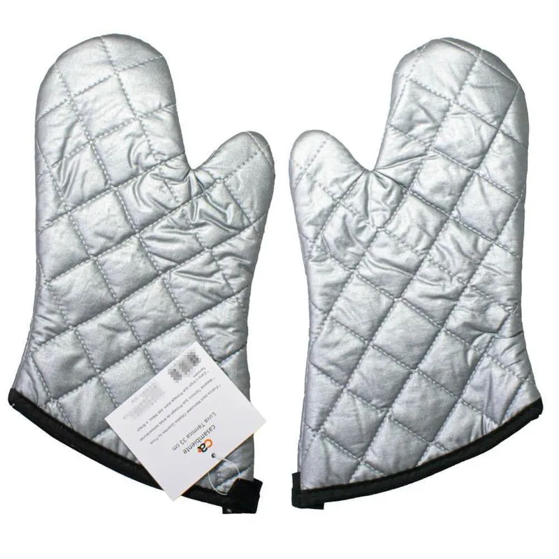 Kit Luvas Térmicas Forno Algodão Prata 33cm 2 Peças