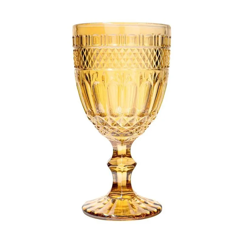 Taça de Vidro Âmbar Espelhado Barroco 350ml 1 peça - Casambiente