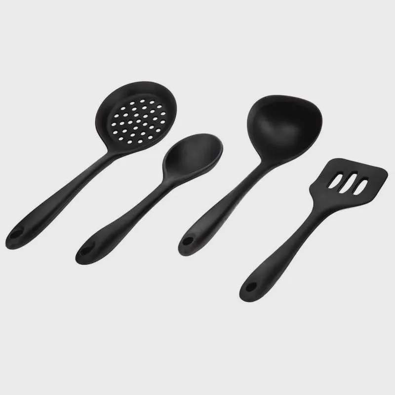 Jogo de Utensílios de Cozinha de Silicone Vegas Preto 4 peças - Casambiente