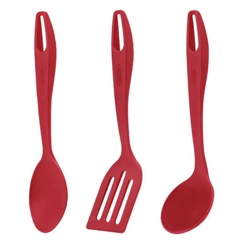 Kit de Utensílios de Cozinha de Nylon Wavy Vermelho 3 peças - Brinox