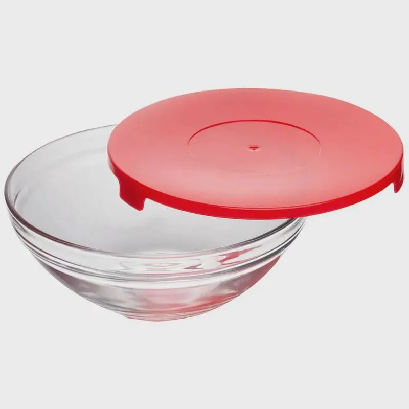 Tigela de Vidro com Tampa Vermelho 1200ml 1 peça - Casambiente