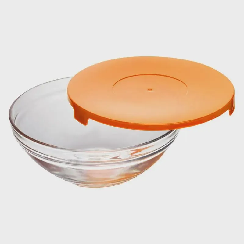 Tigela de Vidro com Tampa Laranja 600ml 1 peça - Casambiente