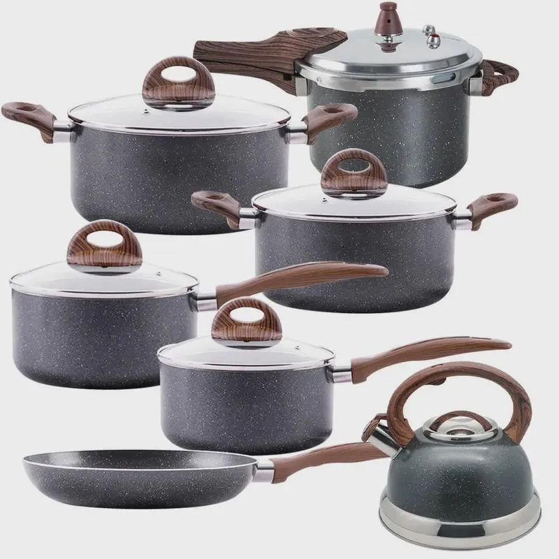 Jogo de Panelas de Indução Com Panela de Pressão Ceramic Life e Chaleira com Apito Granito 7 Peças - Brinox
