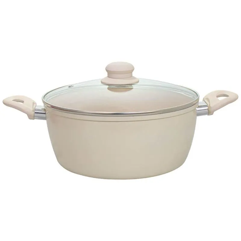 Panela de Indução Antiaderente Cerâmica 24cm Incanto Bege - Em Casa Tem
