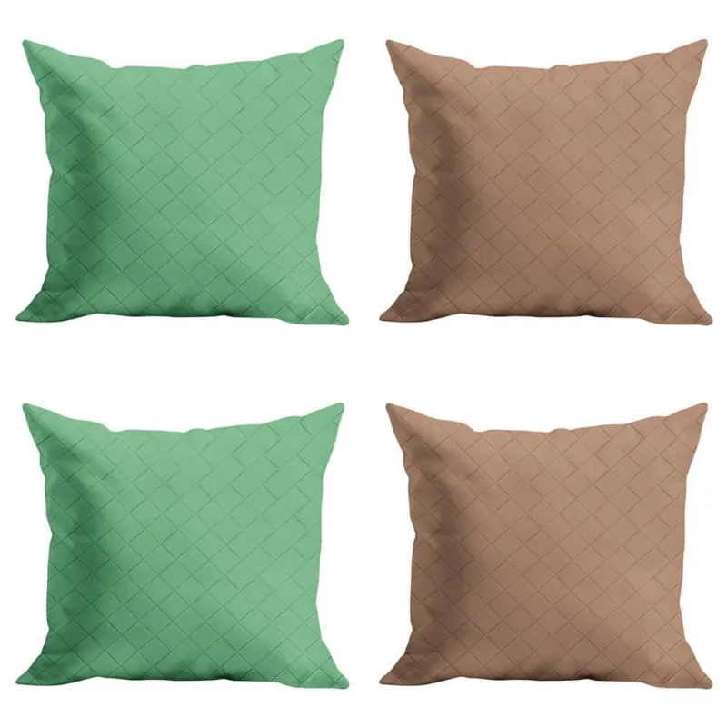 Jogo De Capas De Almofada Courino 43cm X 43cm 4 Peças - Rio Home Bege Médio E Verde Claro