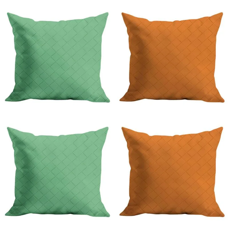 Jogo De Capas De Almofada Courino 43cm X 43cm 4 Peças - Rio Home Marrom E Verde Claro