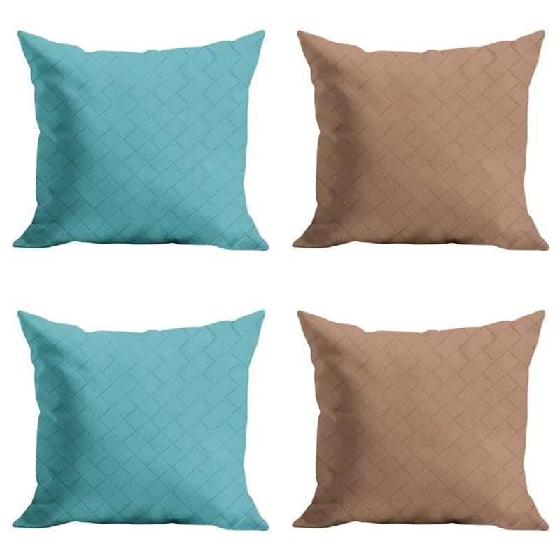 Jogo De Capas De Almofada Courino 43cm X 43cm 4 Peças - Rio Home Azul Claro E Bege Médio