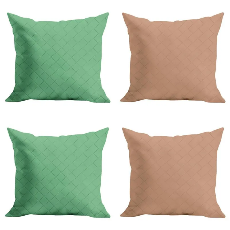 Jogo De Capas De Almofada Courino 43cm X 43cm 4 Peças - Rio Home Bege Claro E Verde Claro