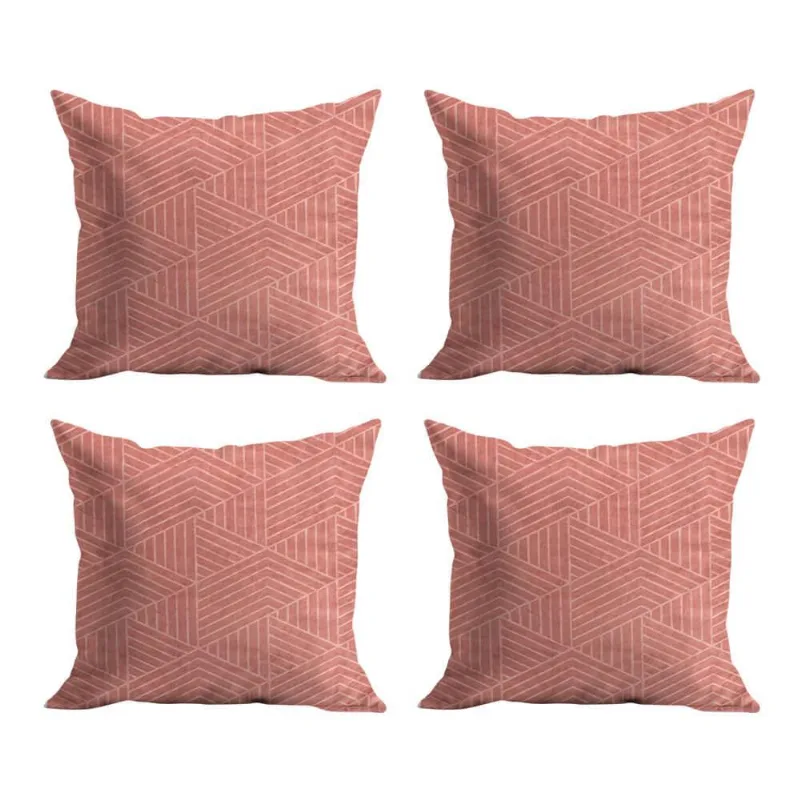 Jogo De Capas De Almofada Em Microfibra Zaha 45cm X 45cm 4 Peças - Rio Home Rosa