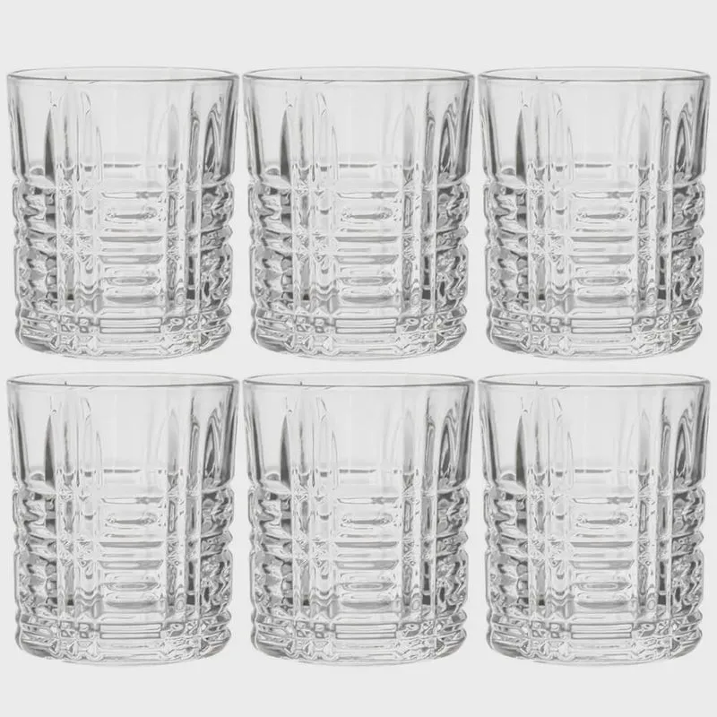 Jogo de Copos de Vidro De Whisky Geometric Transparente 310ml 6 peças - Casambiente