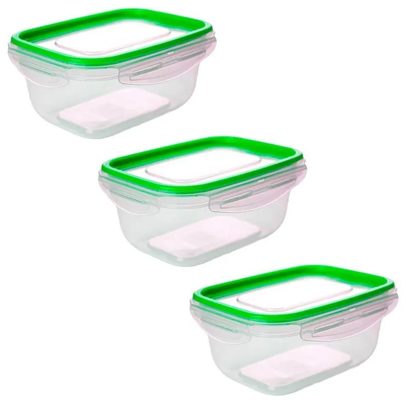 Potes Herméticos De Plástico 1l 3 Peças Verde Tritec