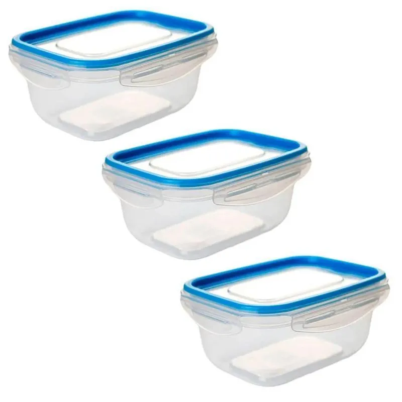Potes Herméticos De Plástico 500ml 3 Peças Azul Tritec