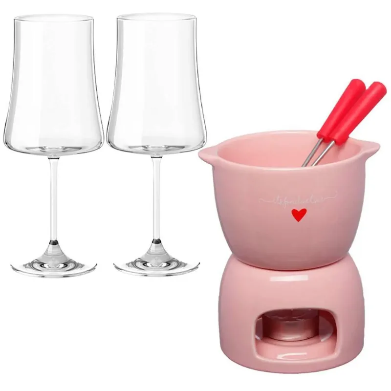 Aparelho De Fondue E Taças De Vinho 460ml Pleasure L'amour
