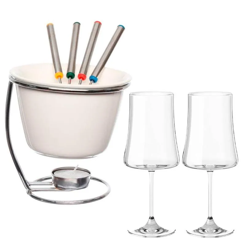 Aparelho De Fondue Taças De Vinho 460ml Pleasure New Branco